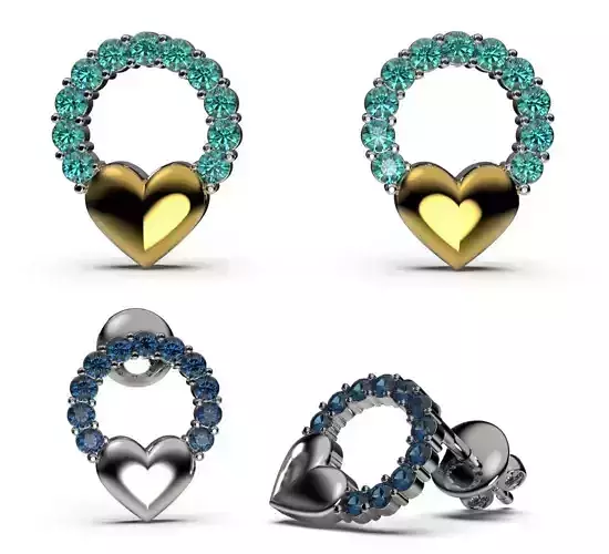 HEART Stud Earrings LOVE GIFT For Valentines Day