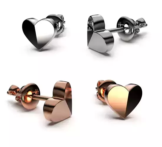HEART Stud Earrings LOVE GIFT For Valentines Day 3D print model