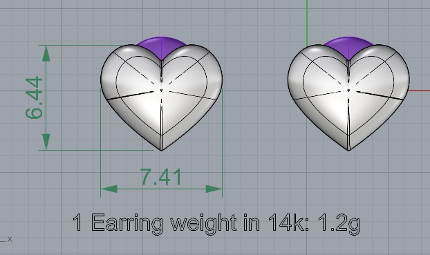 HEART Stud Earrings LOVE GIFT For Valentines Day 3D print model_3