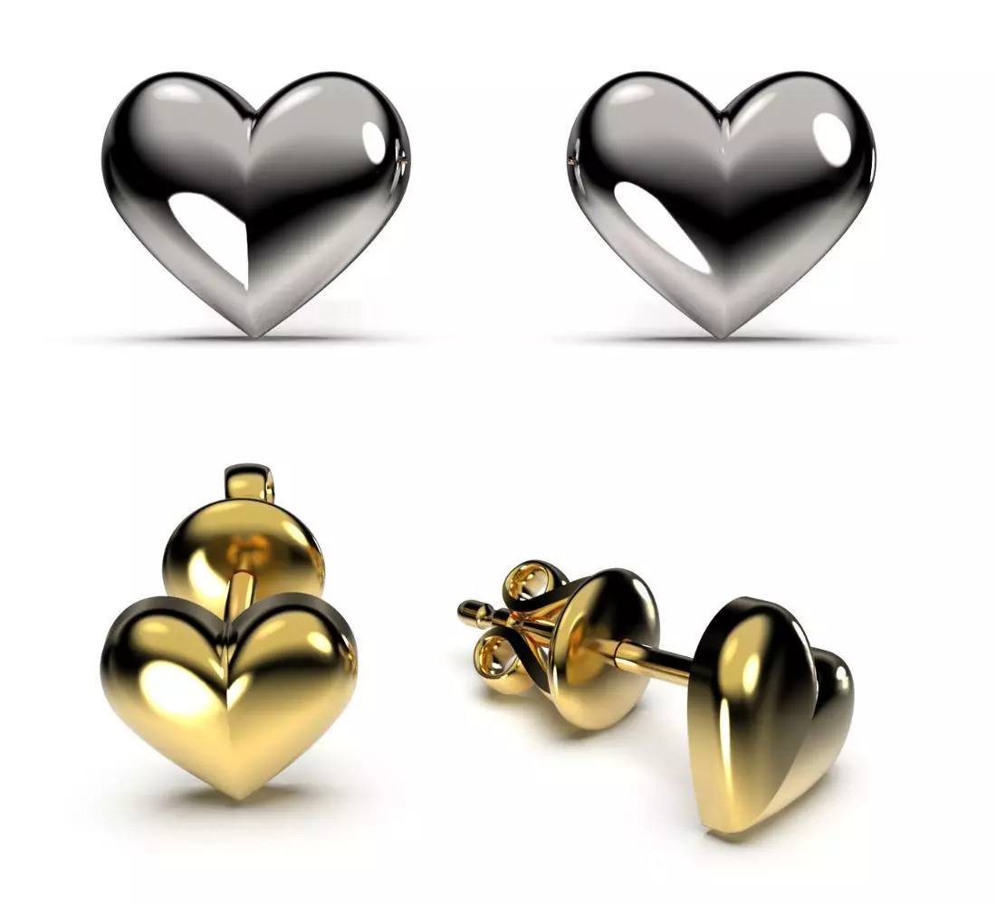 HEART Stud Earrings LOVE GIFT For Valentines Day 3D print model_0