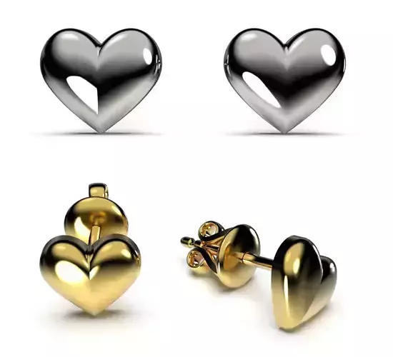 HEART Stud Earrings LOVE GIFT For Valentines Day 3D print model