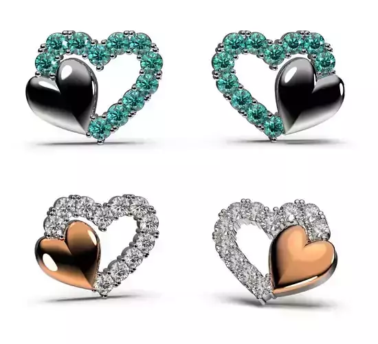 HEART Stud Earrings LOVE GIFT For Valentines Day 