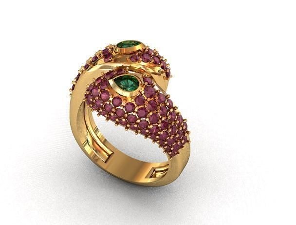 The Pear Stone with Round Diamond Ring 3D print model