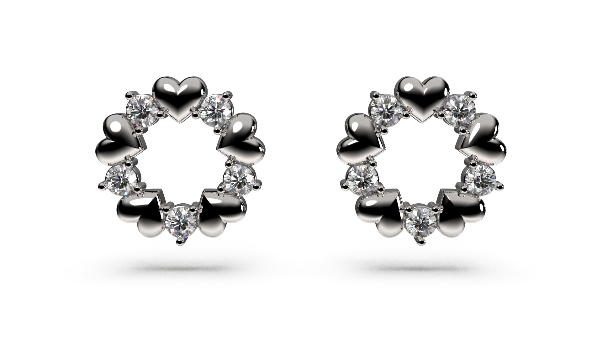 HEART Stud Earrings LOVE GIFT For Valentines Day 3D print model_6