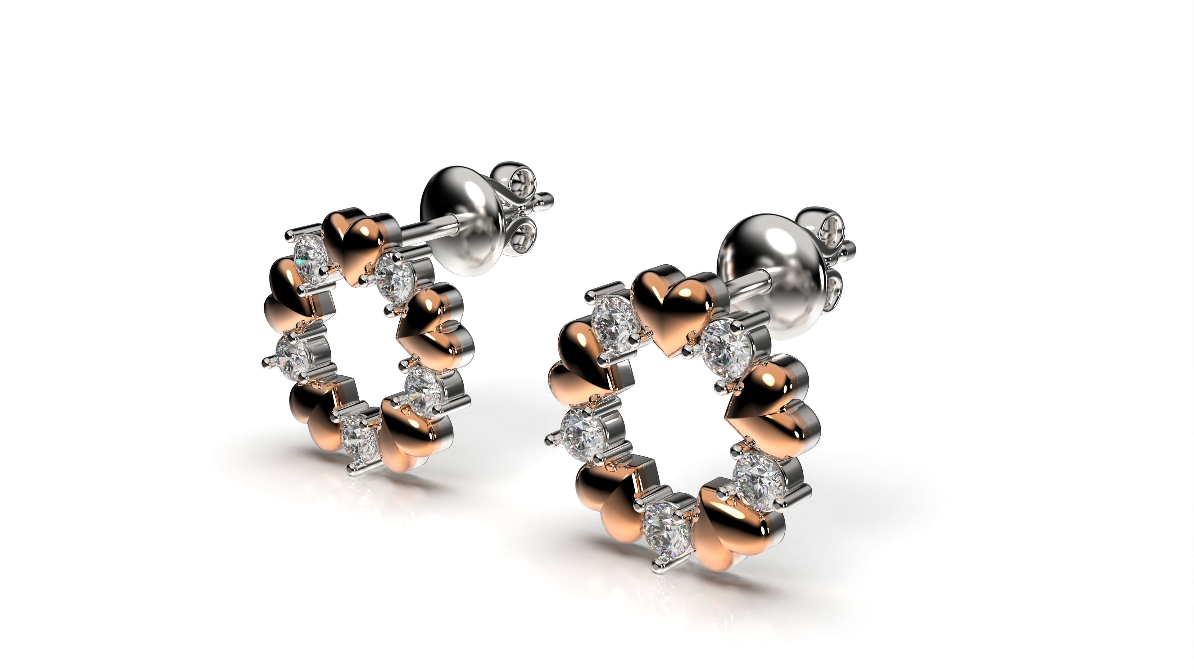 HEART Stud Earrings LOVE GIFT For Valentines Day 3D print model_21