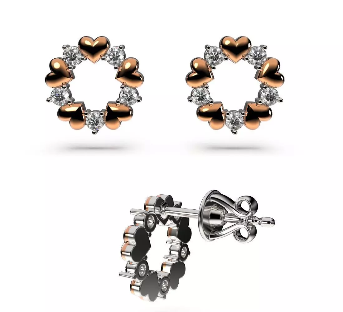 HEART Stud Earrings LOVE GIFT For Valentines Day 3D print model_0