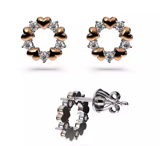 HEART Stud Earrings LOVE GIFT For Valentines Day 3D print model