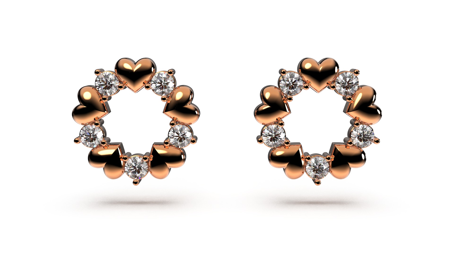 HEART Stud Earrings LOVE GIFT For Valentines Day 3D print model_14