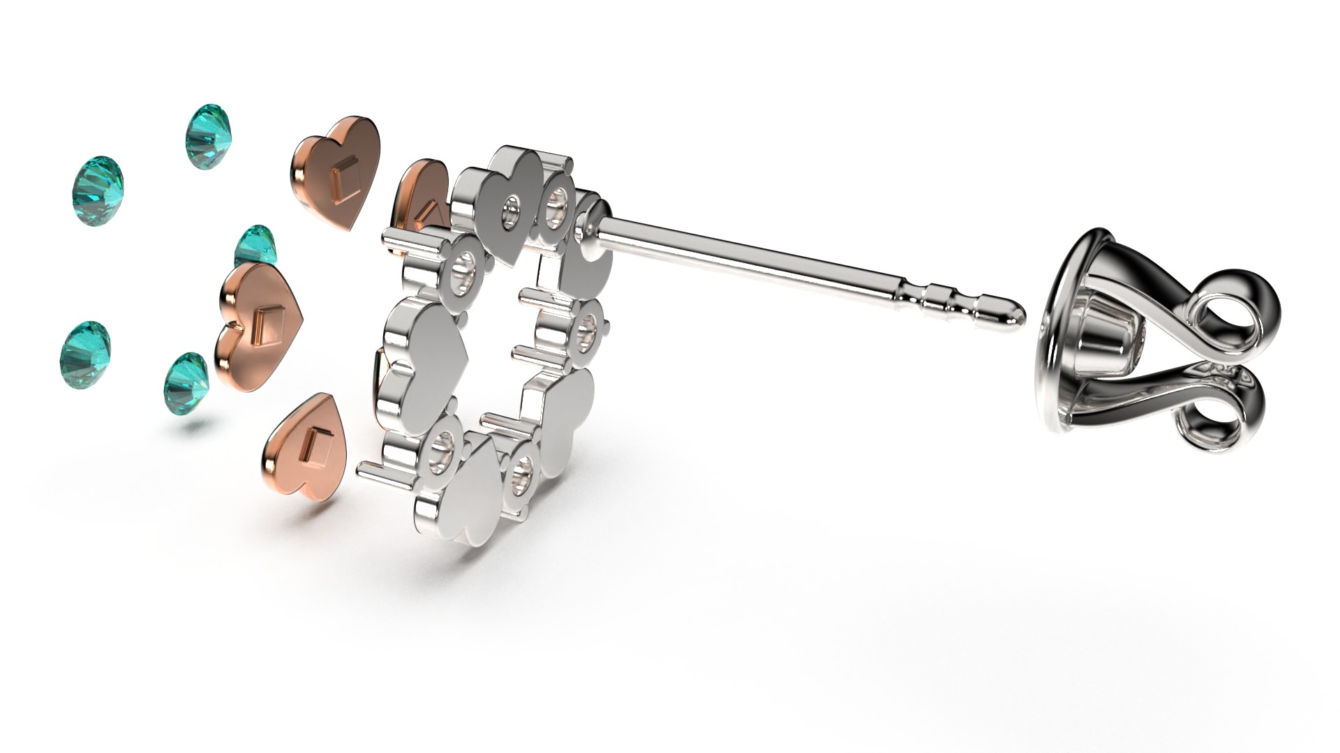 HEART Stud Earrings LOVE GIFT For Valentines Day 3D print model_27