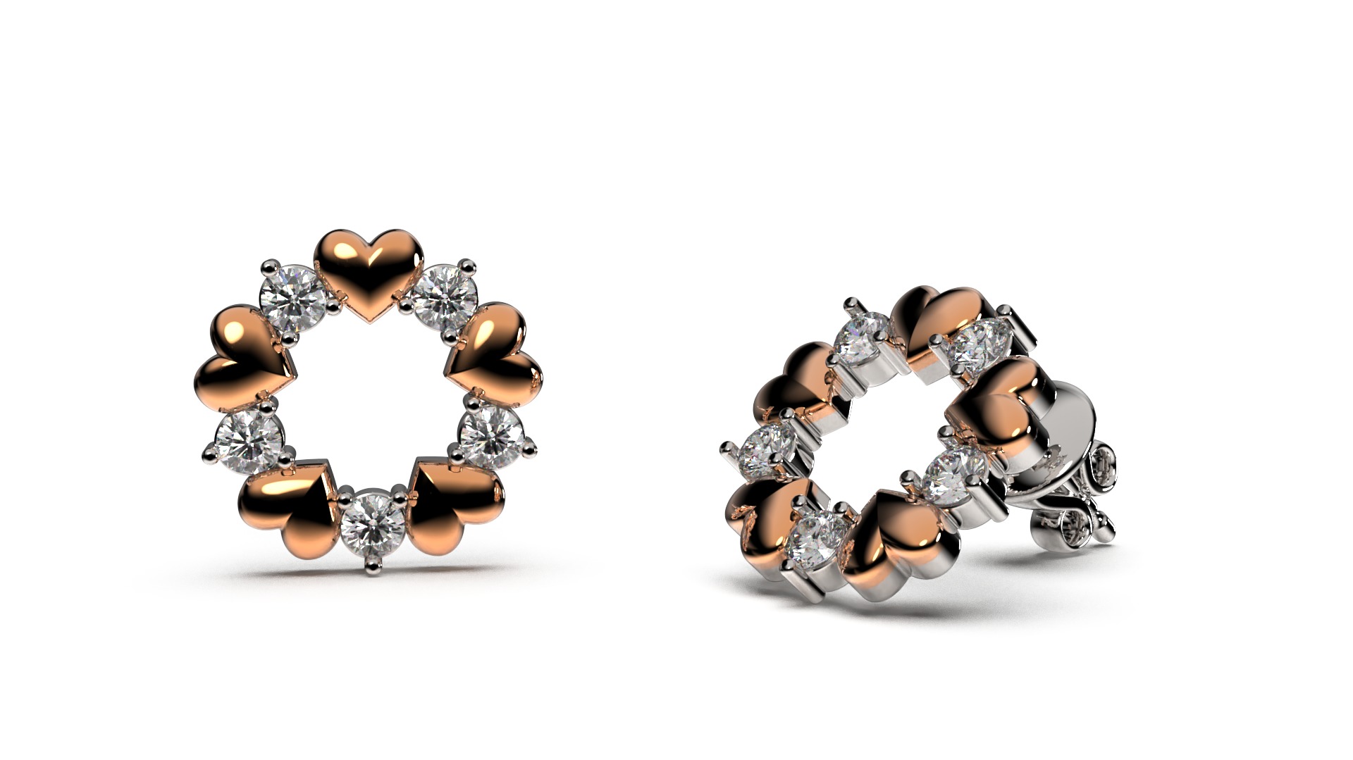 HEART Stud Earrings LOVE GIFT For Valentines Day 3D print model_25