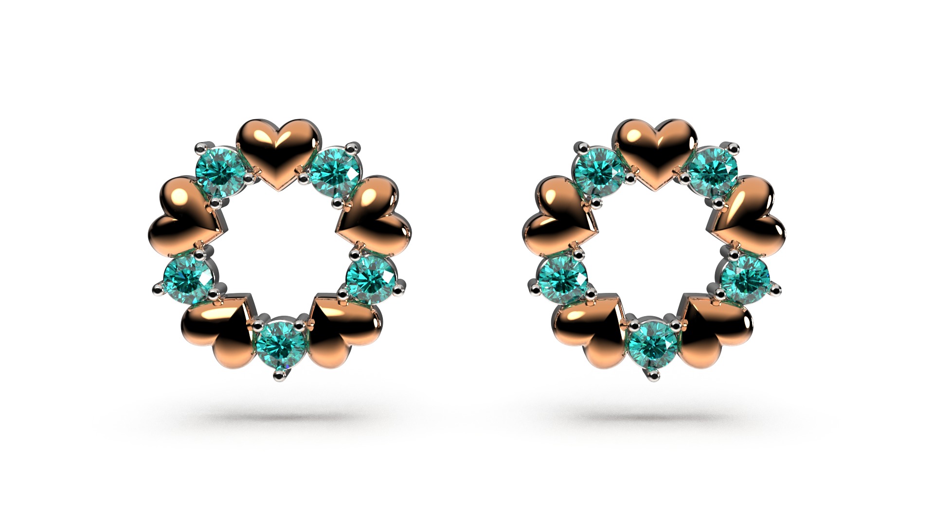 HEART Stud Earrings LOVE GIFT For Valentines Day 3D print model_9