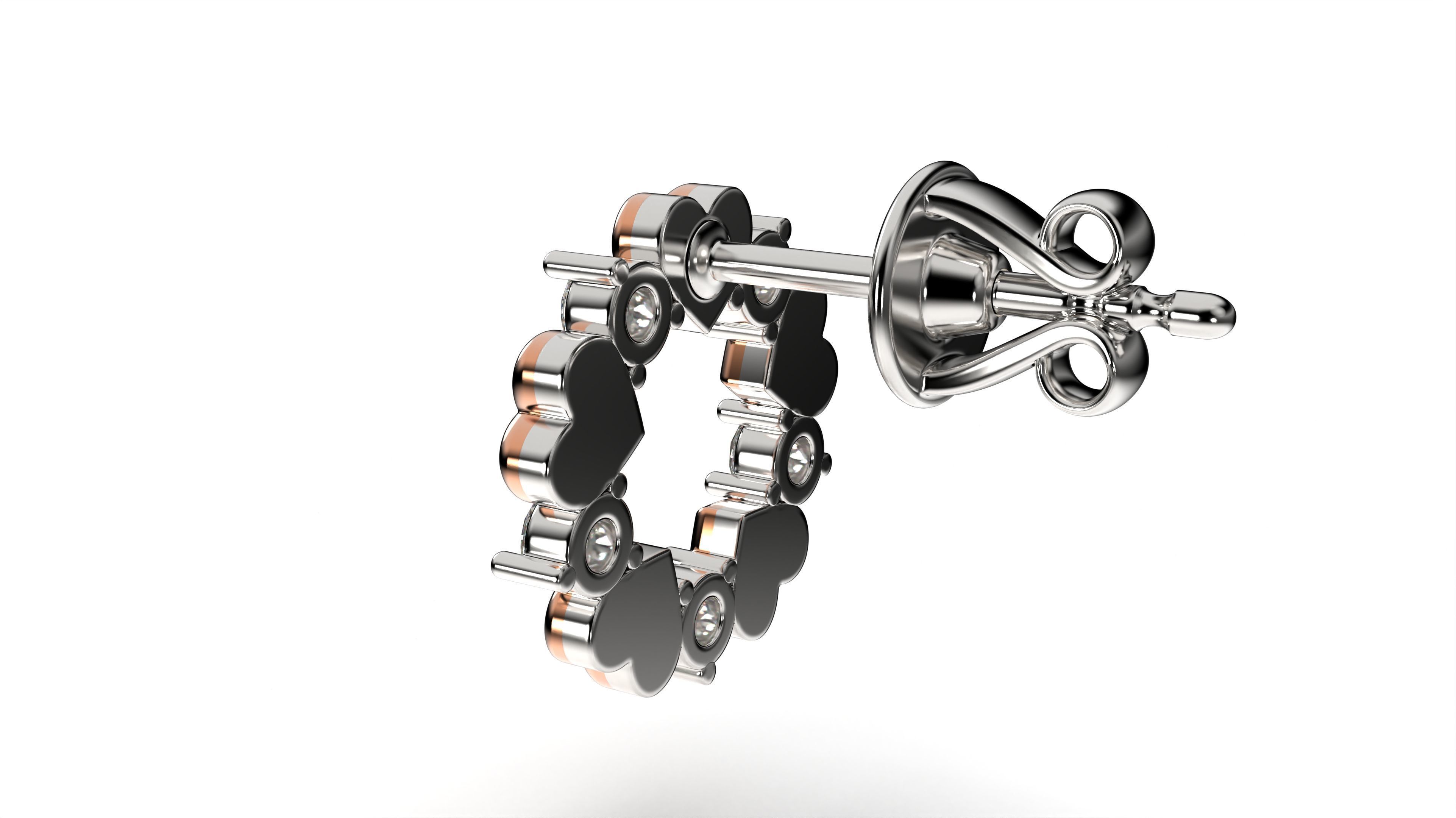 HEART Stud Earrings LOVE GIFT For Valentines Day 3D print model_23