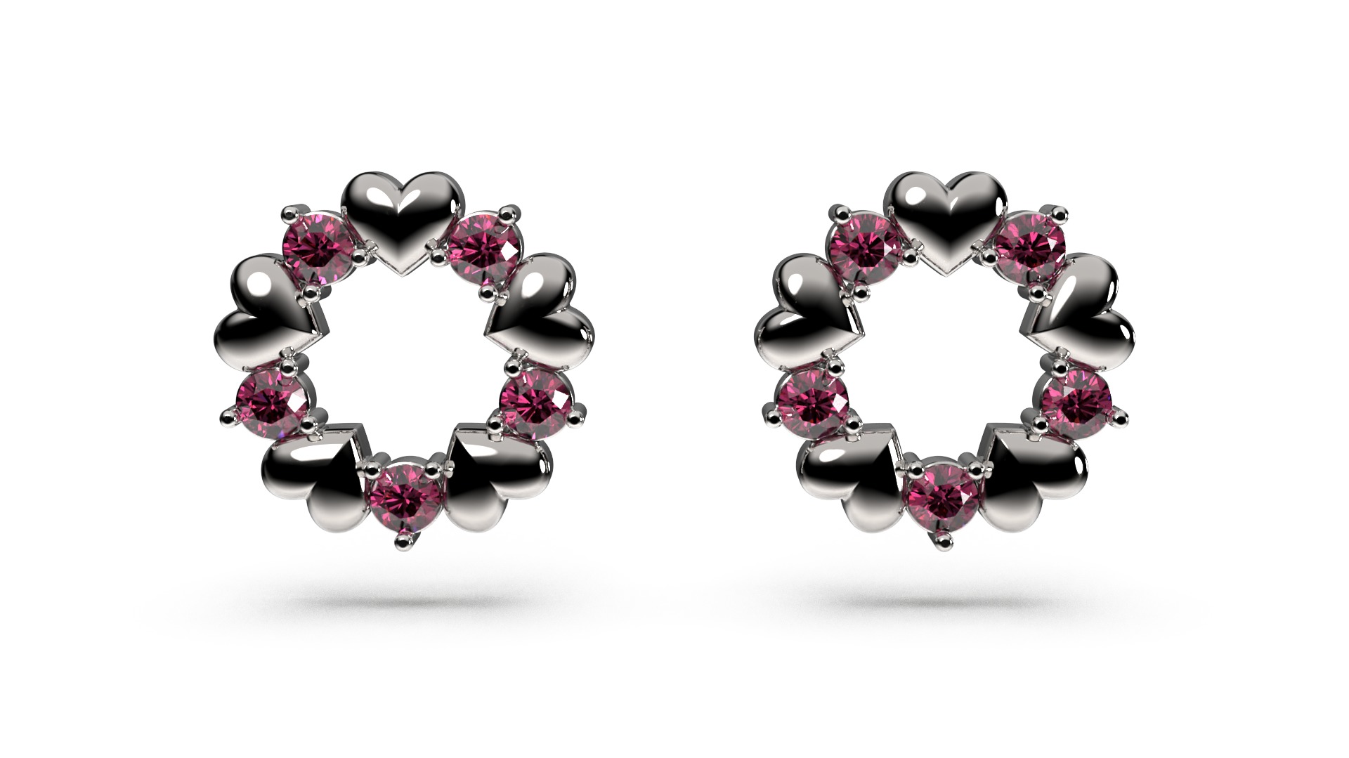 HEART Stud Earrings LOVE GIFT For Valentines Day 3D print model_7