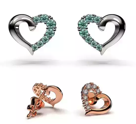 HEART Stud Earrings LOVE GIFT For Valentines Day