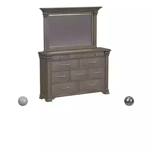 Kings Court 10 Drawer Dresser and Mirror in Grey