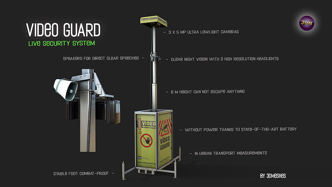 Video Guard - Construction sites security camera Low-poly 3D model 2