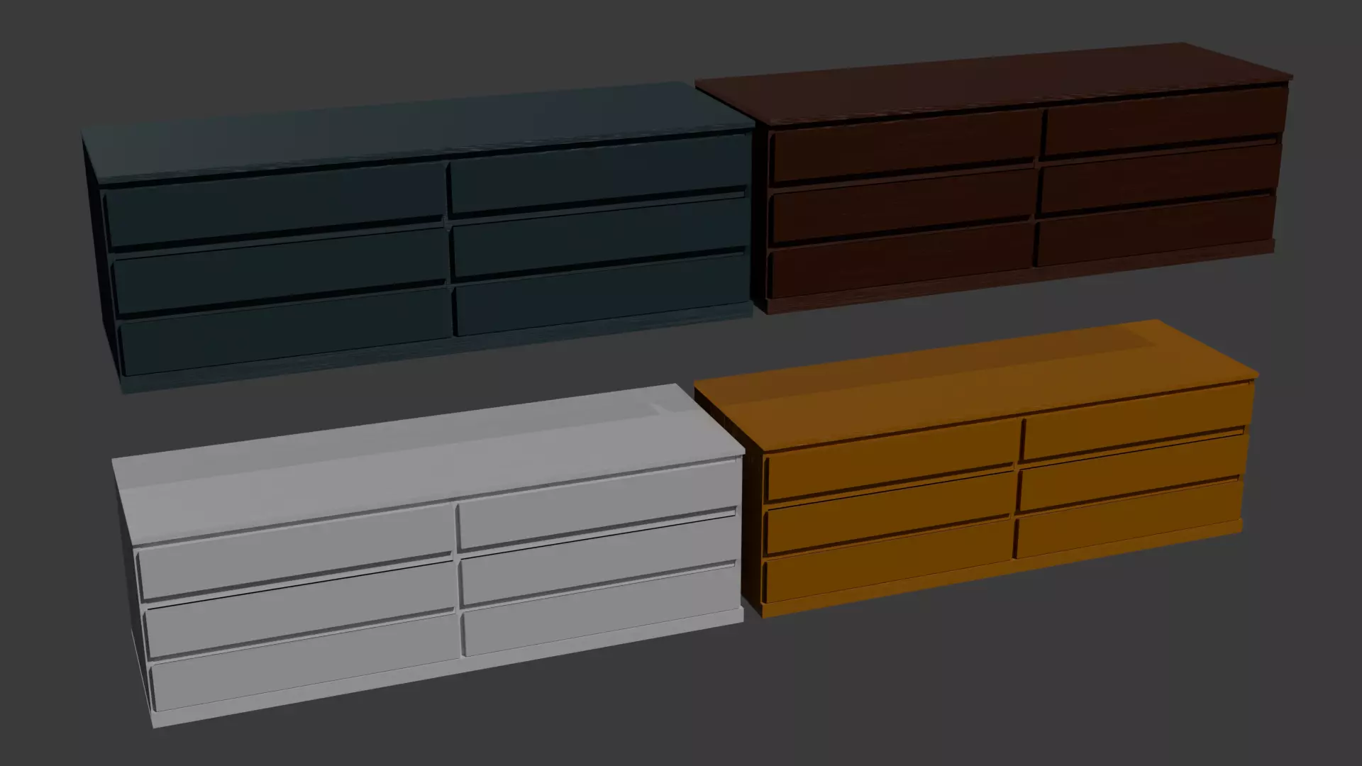 Group of Drawers Low-poly 3D model_0