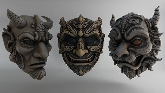 Decorative Masks Low-poly 3D model