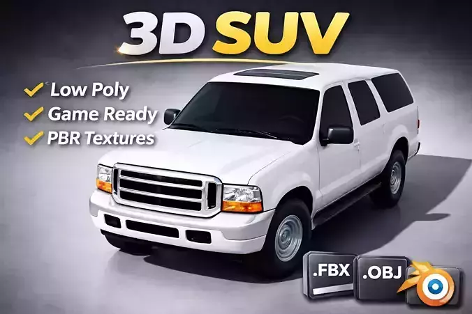 Low Poly SUV Game Ready Optimized Mesh
