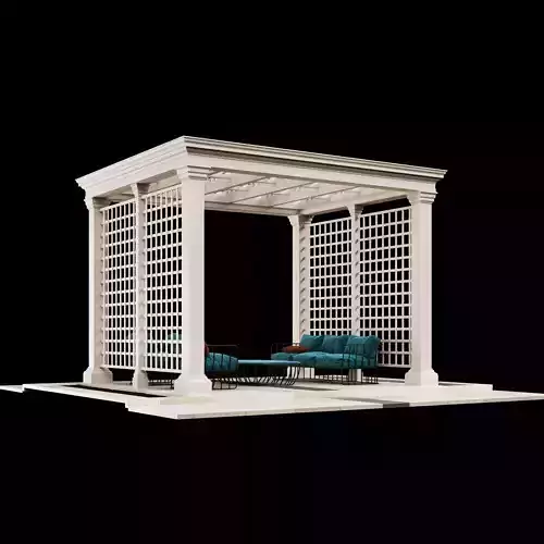 Modern pergola outdoor gazebo and backyard canopy with furniture