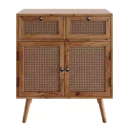 Solid wood chest of drawers with rattan Gersemi 3D model