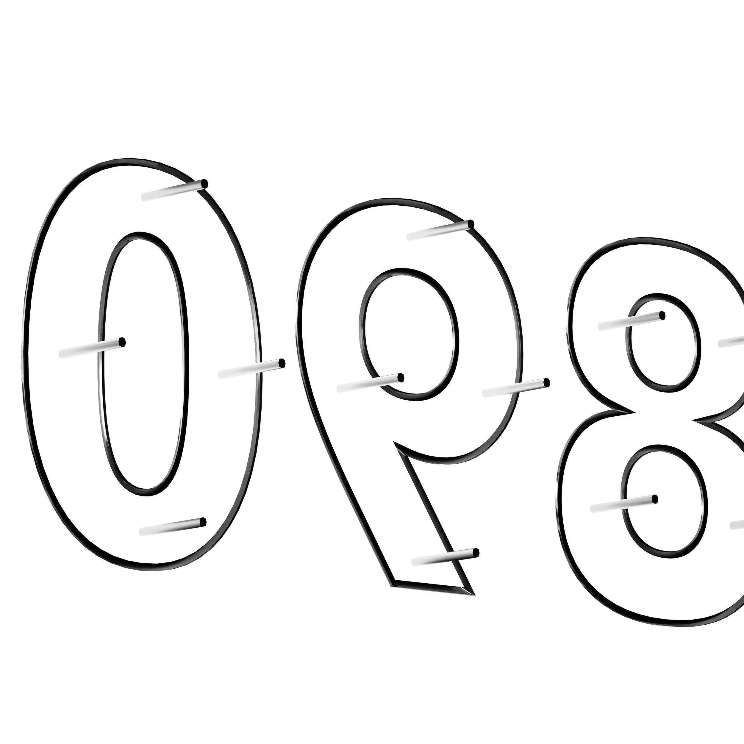 Metal numbers metal number with backlight 3D model_22