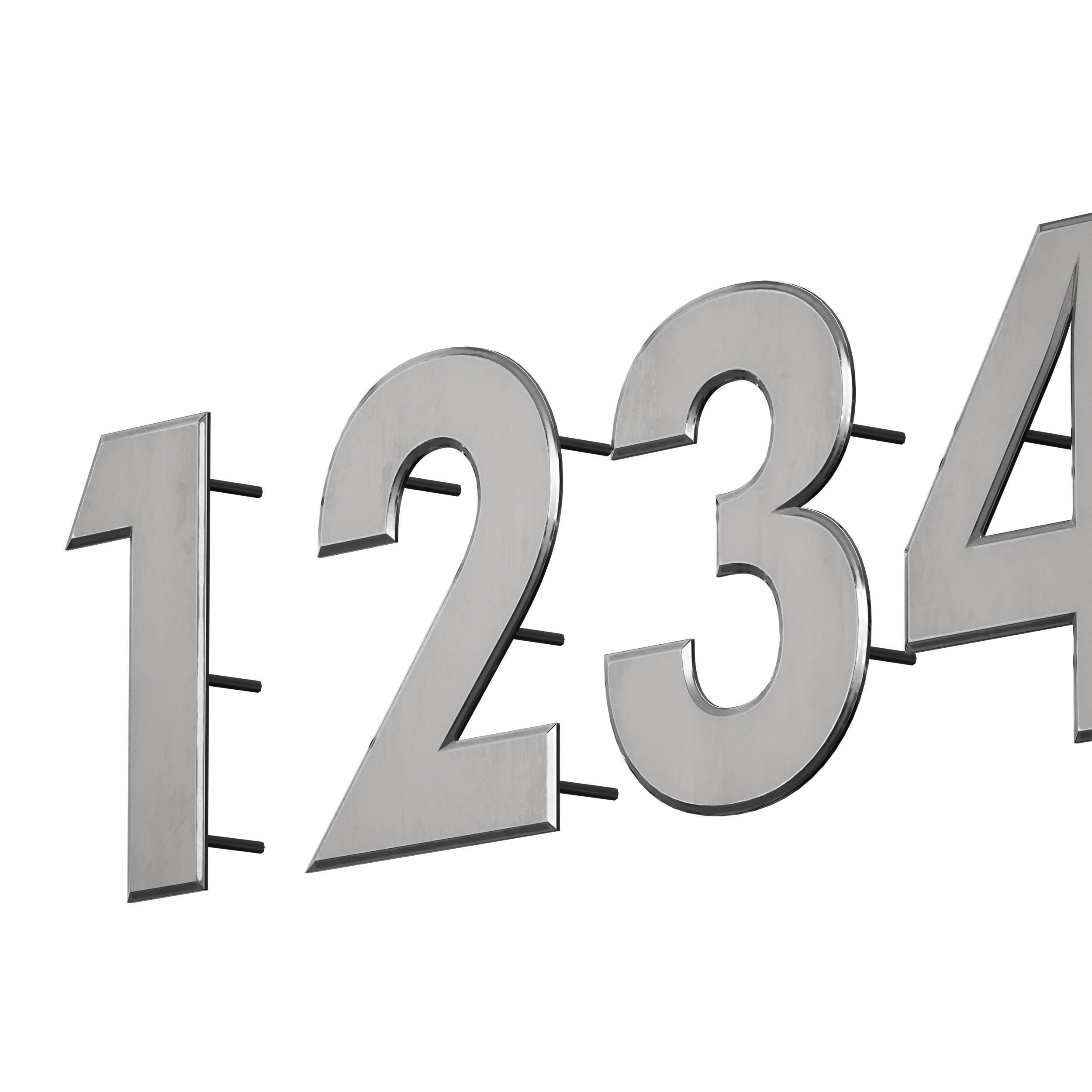 Metal numbers metal number with backlight 3D model_7