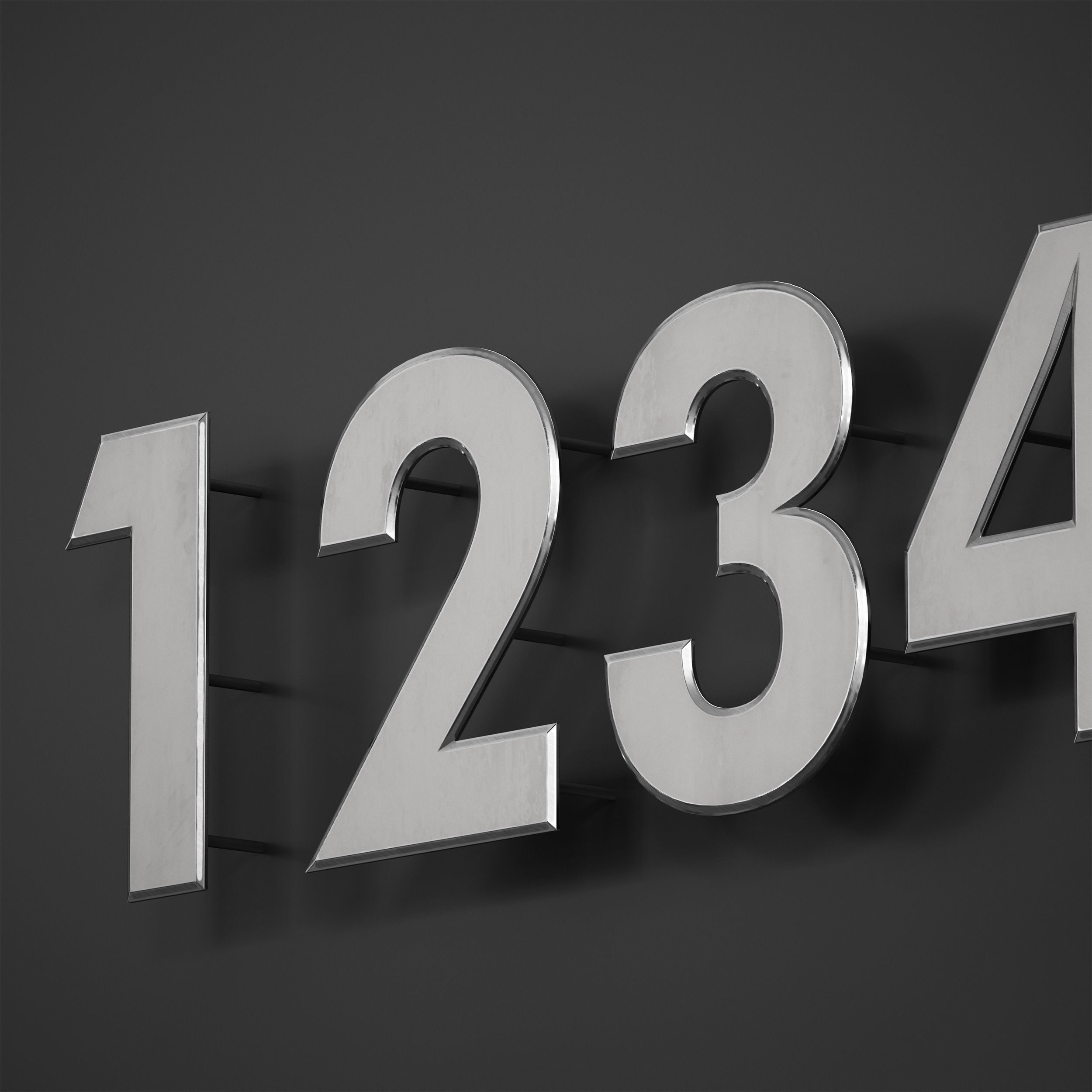 Metal numbers metal number with backlight 3D model_18