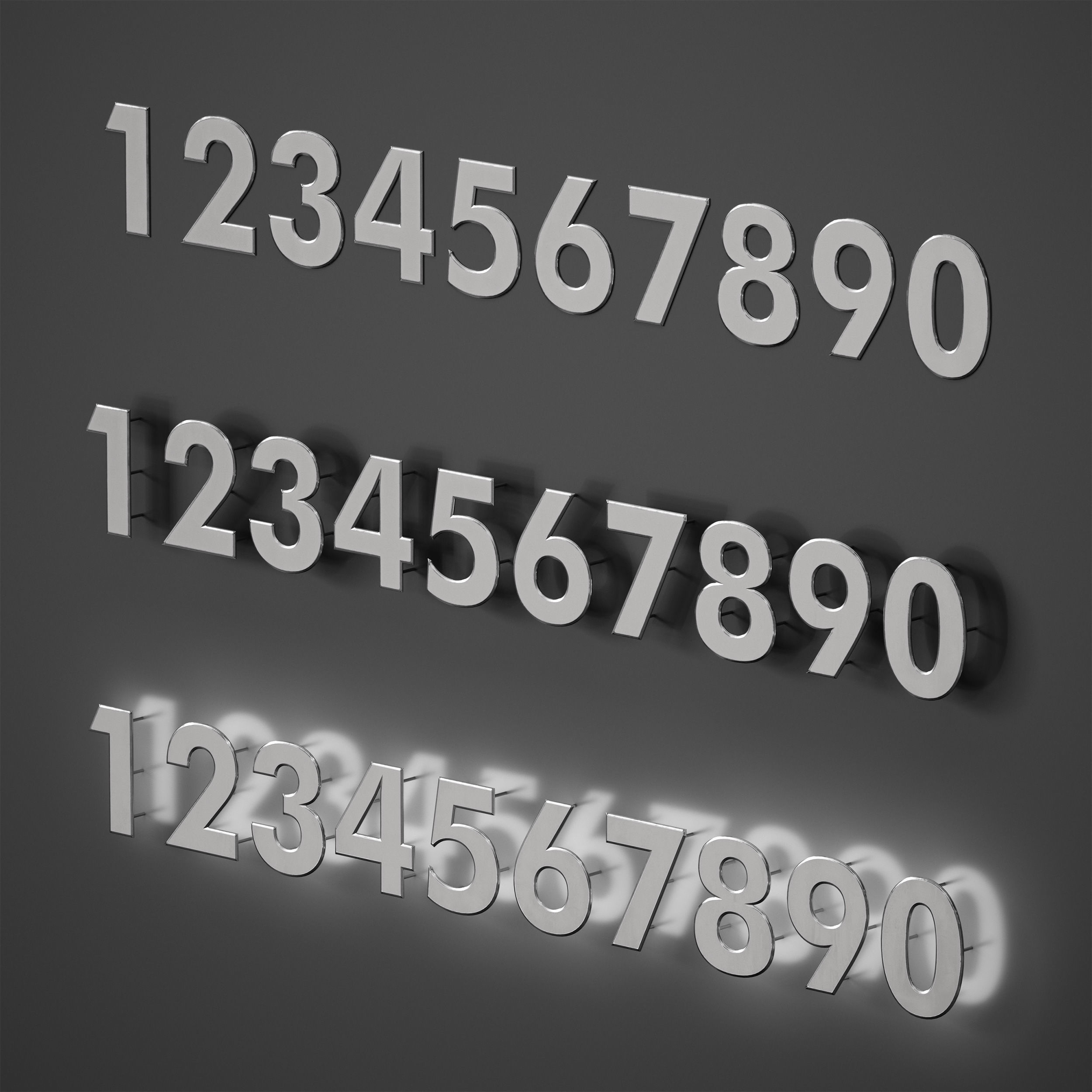 Metal numbers metal number with backlight 3D model_12
