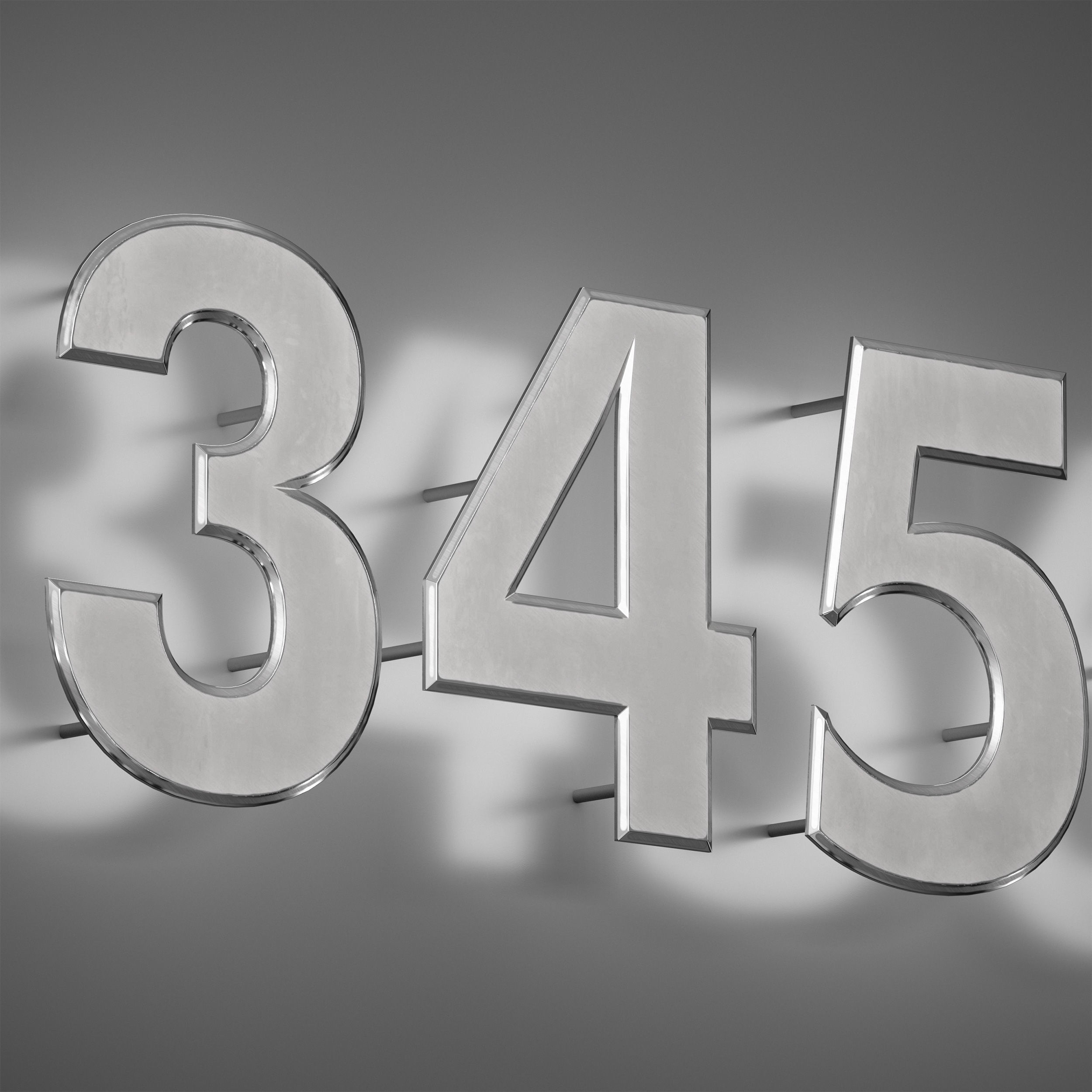 Metal numbers metal number with backlight 3D model_16