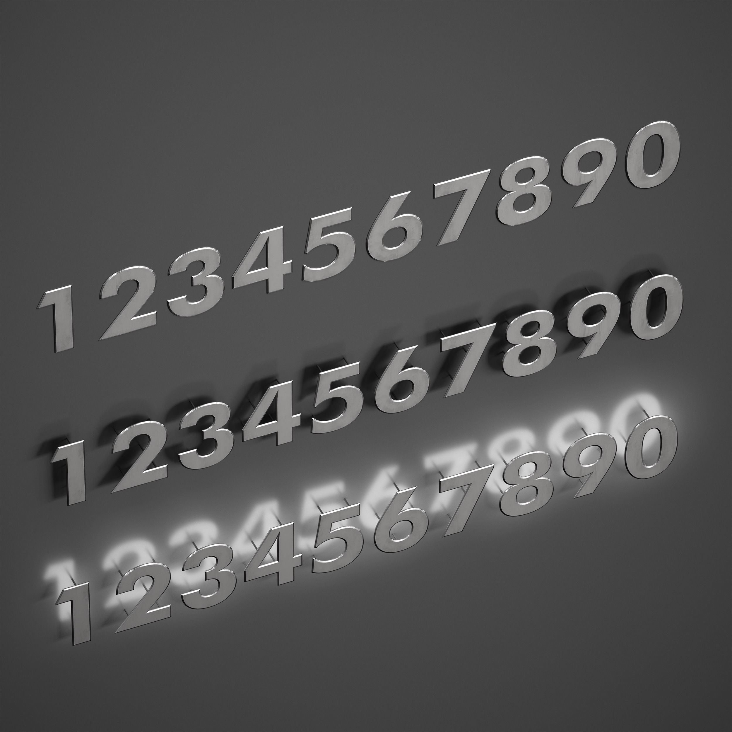Metal numbers metal number with backlight 3D model_10