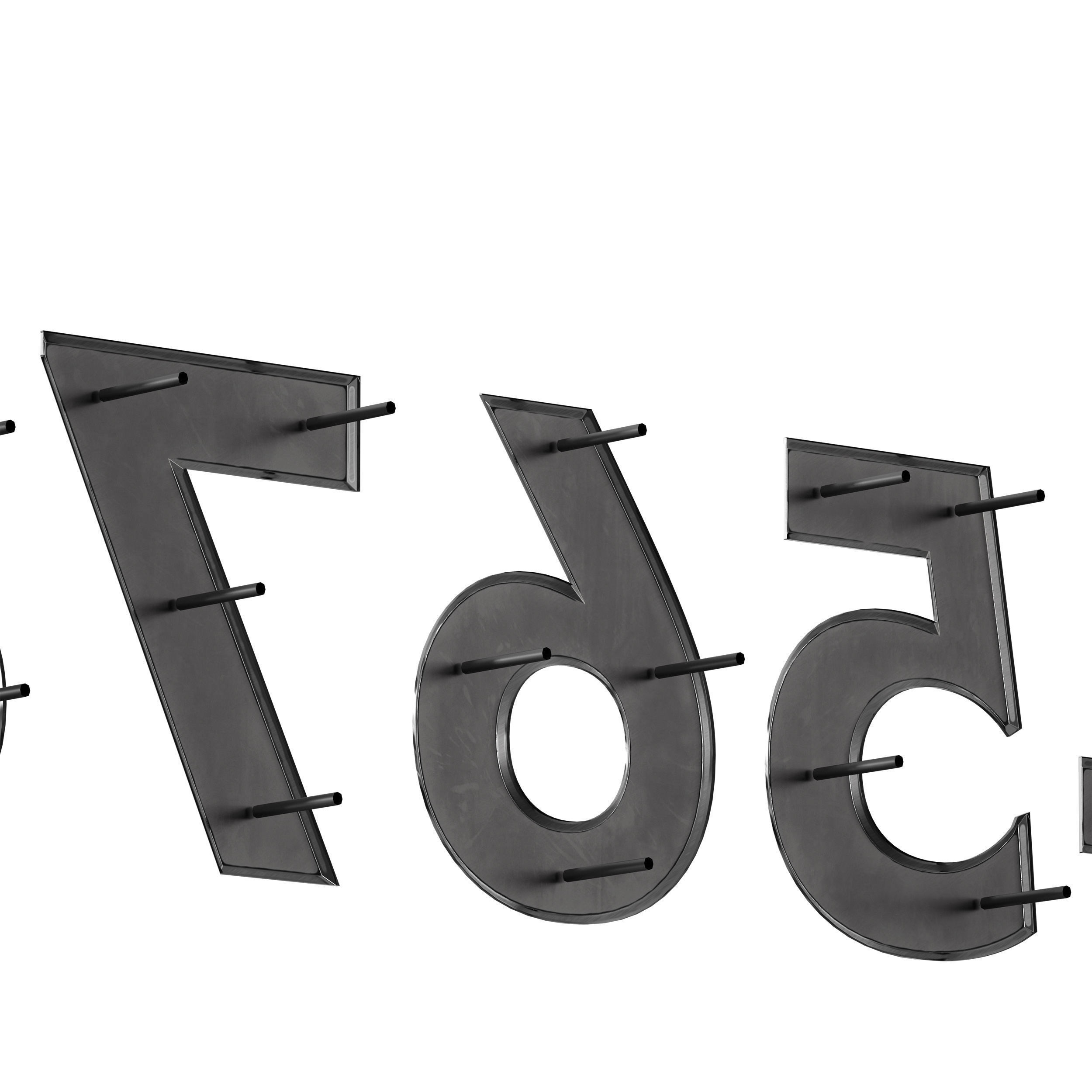 Metal numbers metal number with backlight 3D model_21