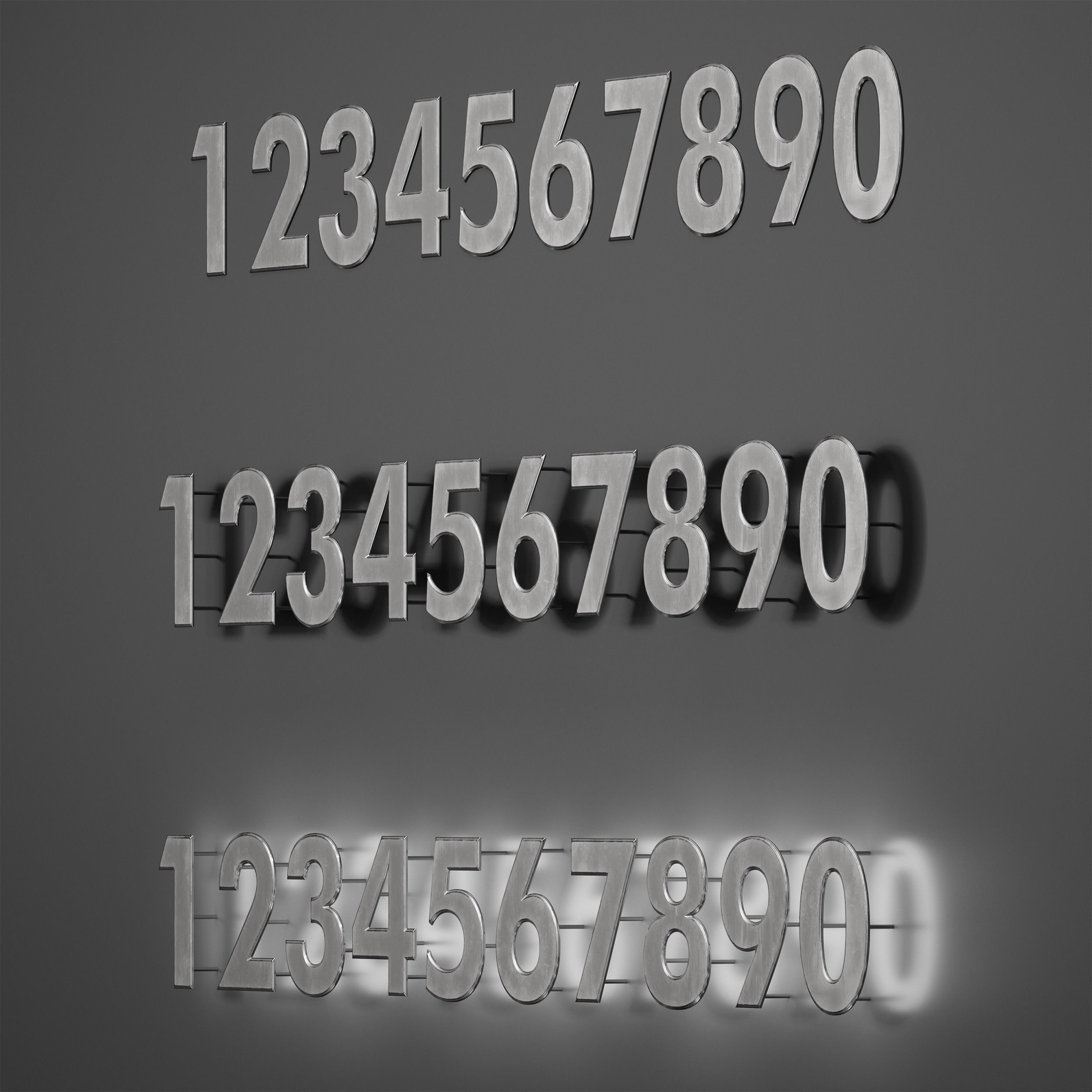Metal numbers metal number with backlight 3D model_13