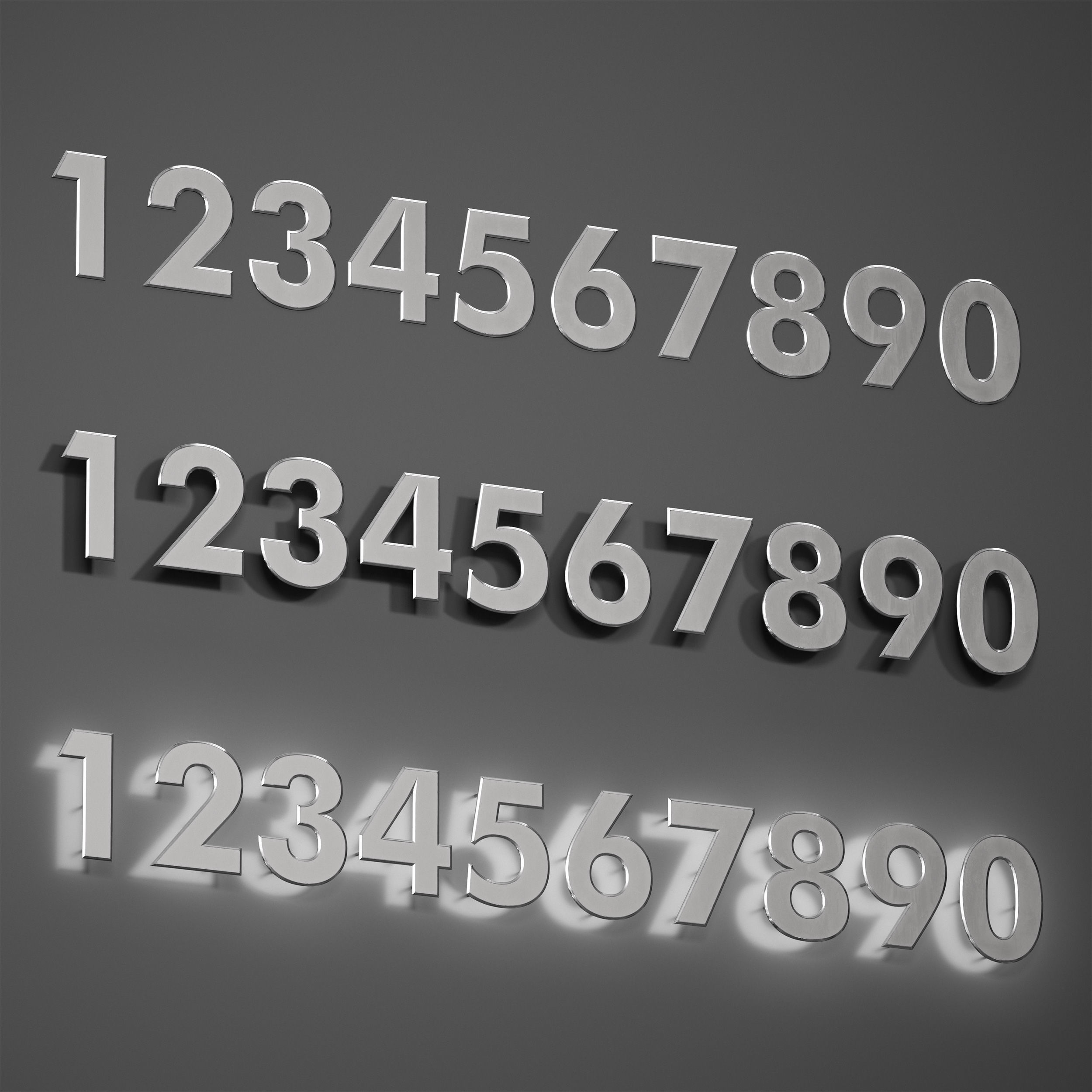 Metal numbers metal number with backlight 3D model_9