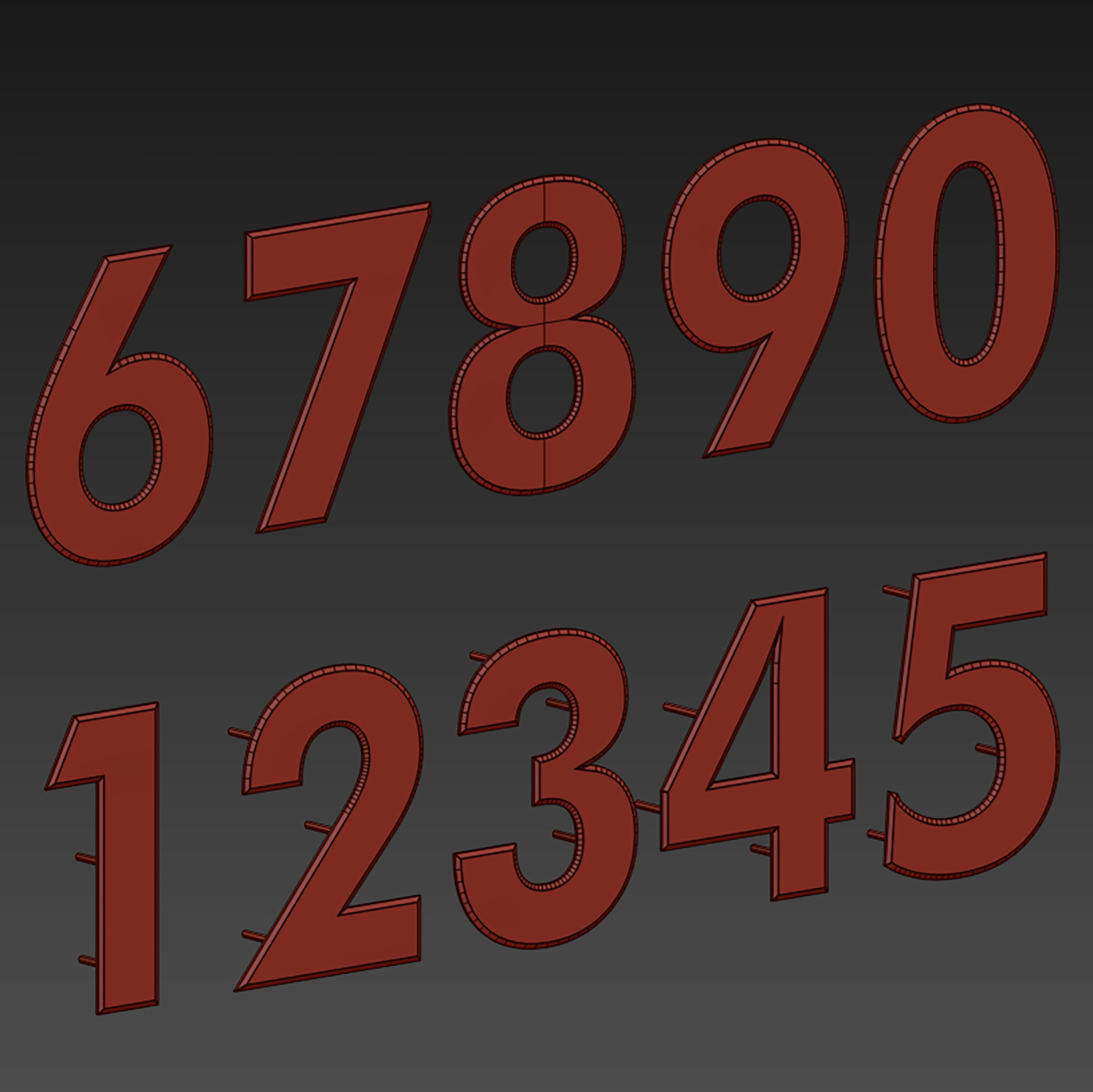 Metal numbers metal number with backlight 3D model_23