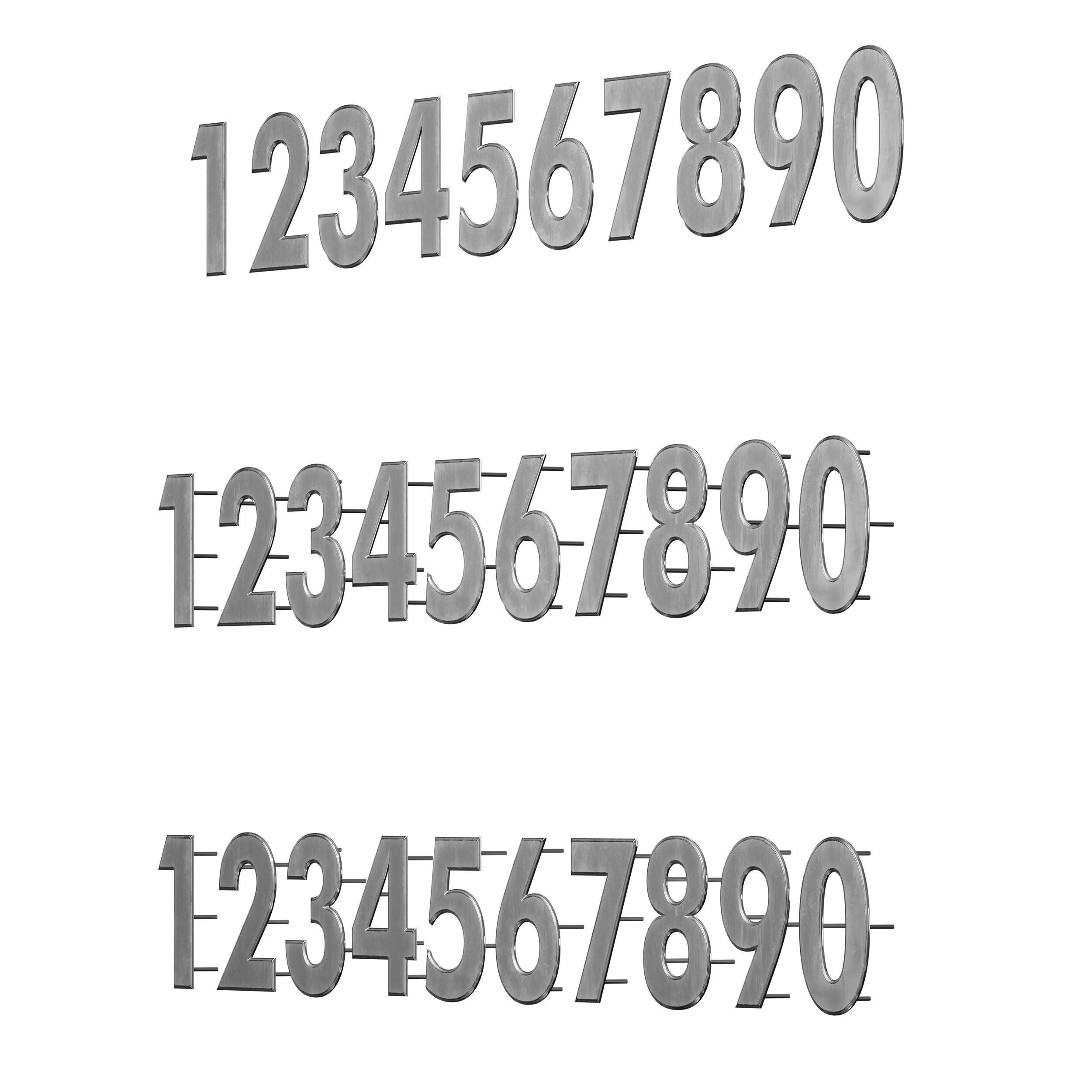 Metal numbers metal number with backlight 3D model_5