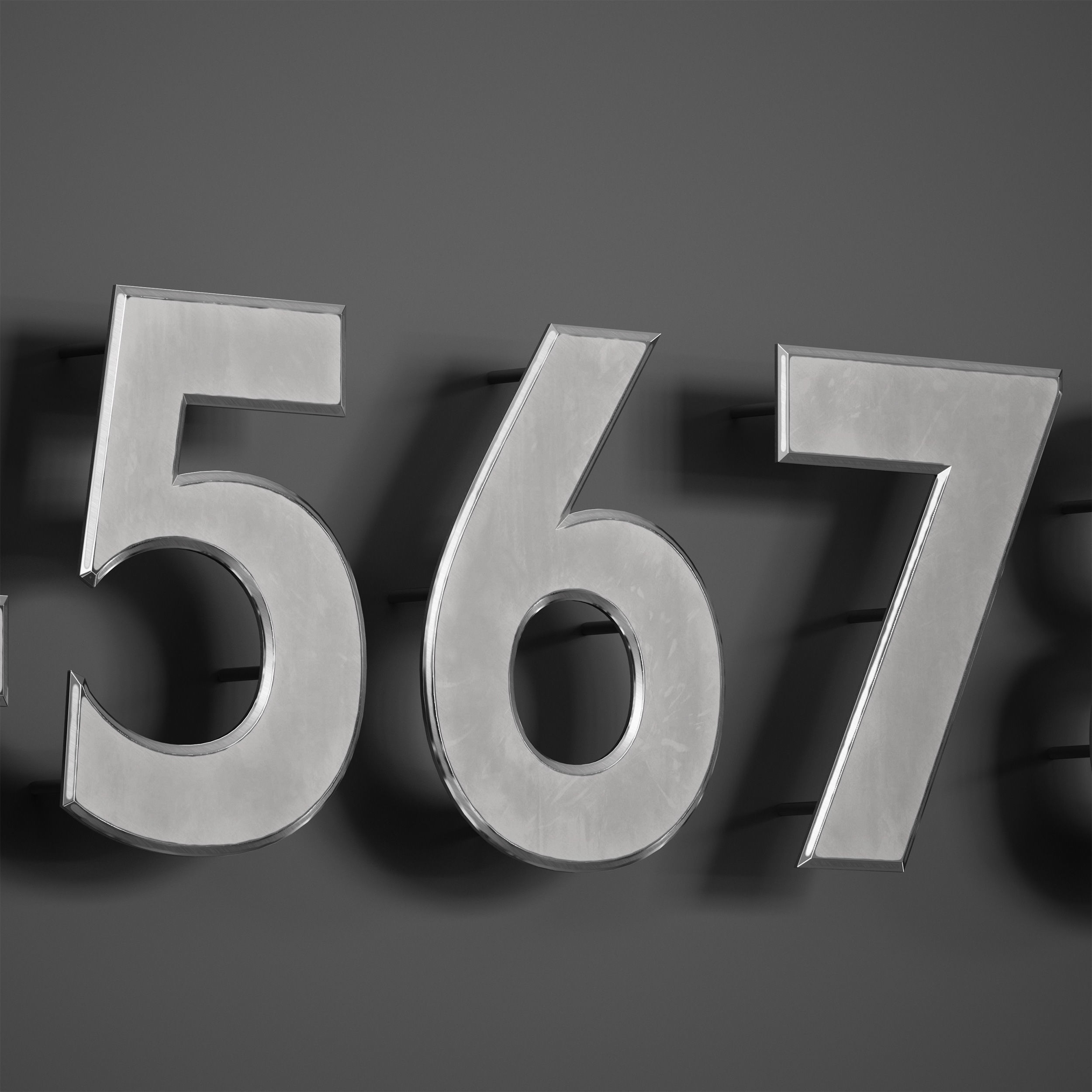 Metal numbers metal number with backlight 3D model_15