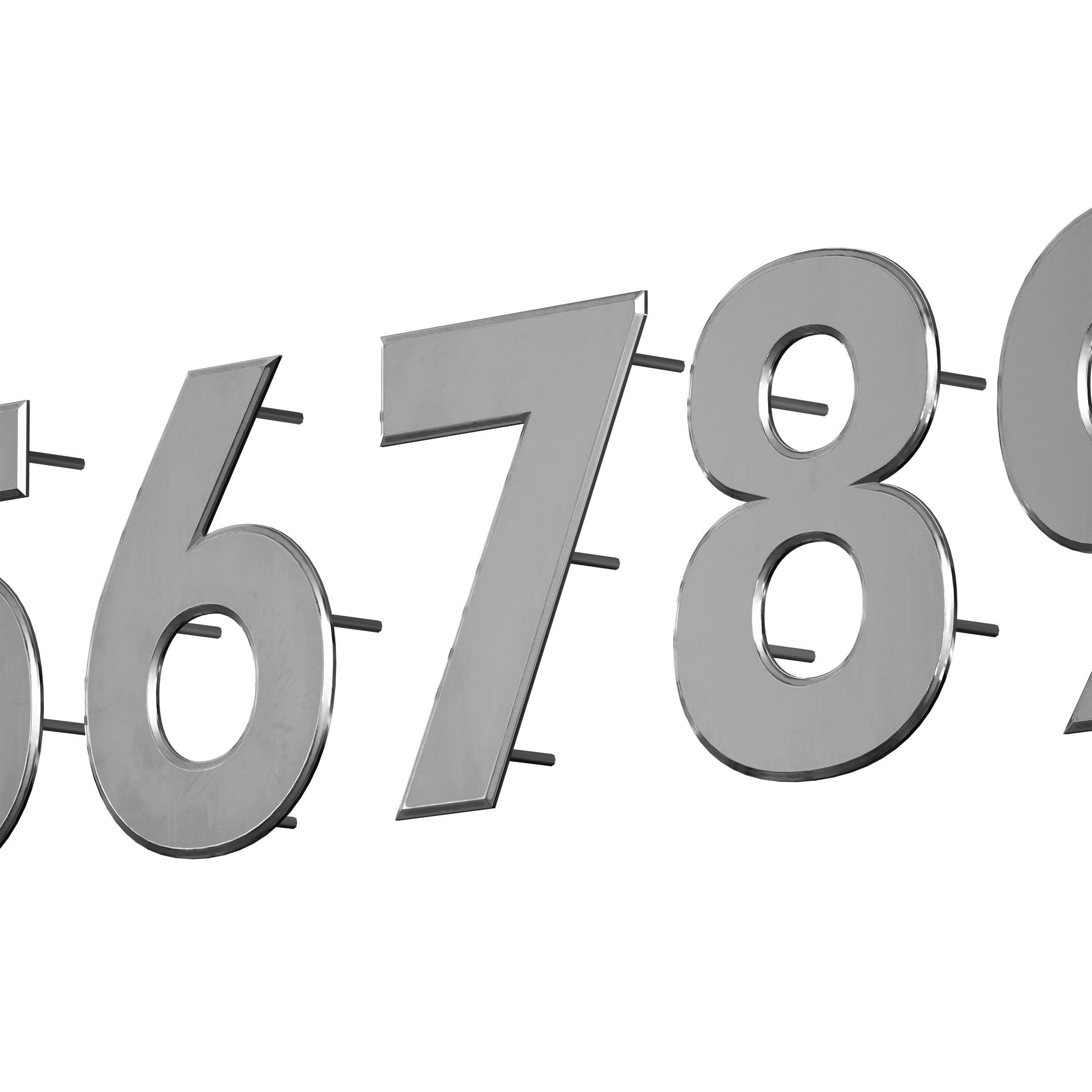 Metal numbers metal number with backlight 3D model_6