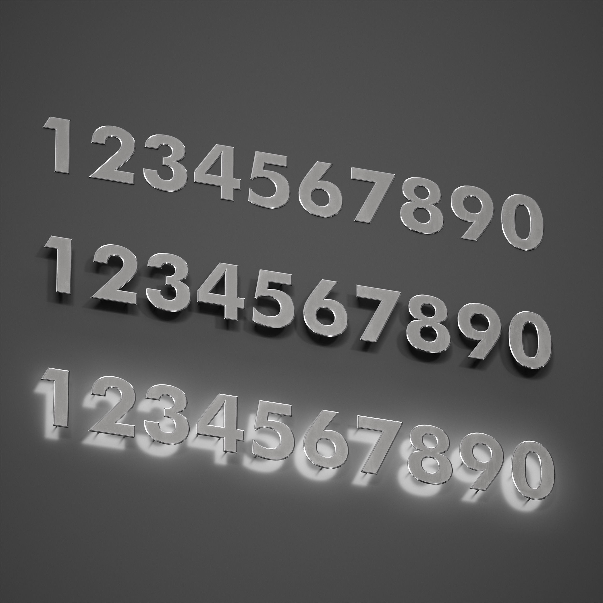 Metal numbers metal number with backlight 3D model_11