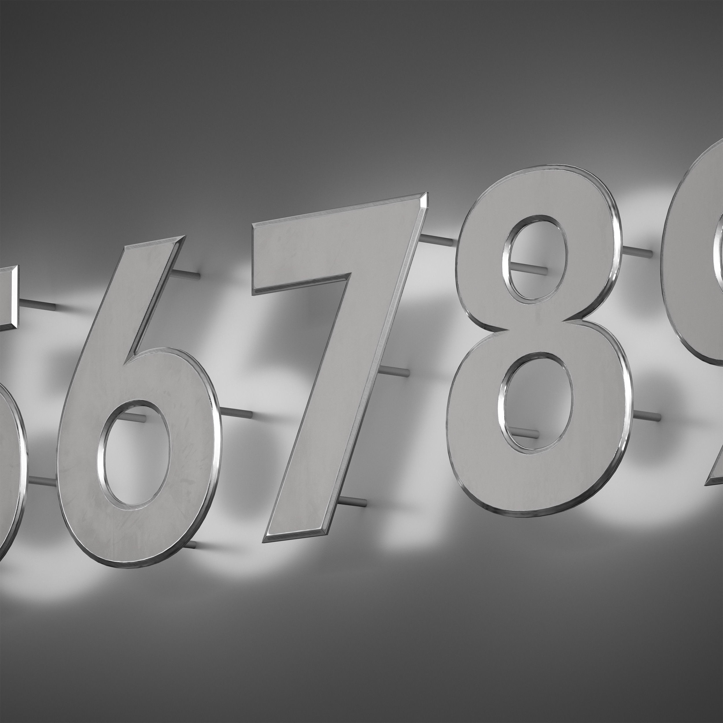 Metal numbers metal number with backlight 3D model_17
