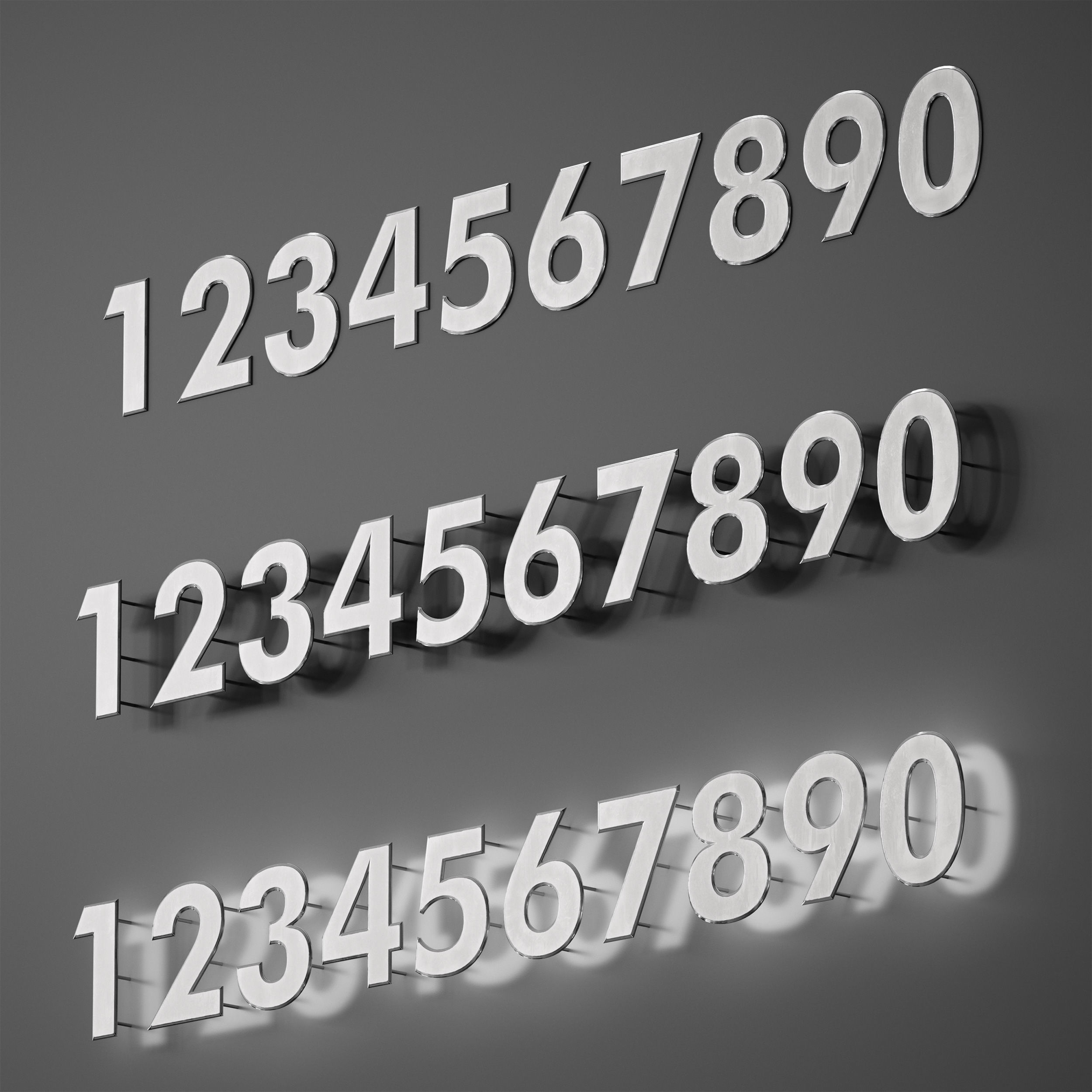 Metal numbers metal number with backlight 3D model_1