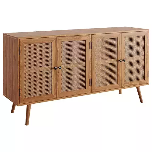 Solid wood chest of drawers with rattan Gersemi