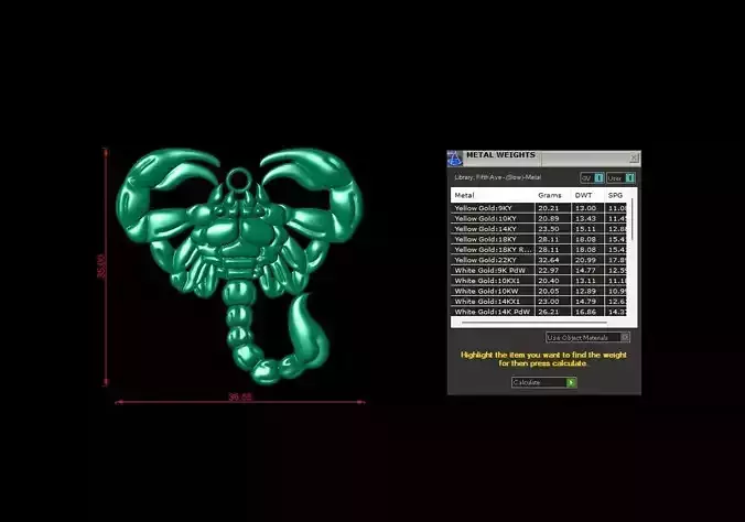 Scorpion Pendant 3D Model 3 Sizes for Jewelry Printing CNC Free 3D print model