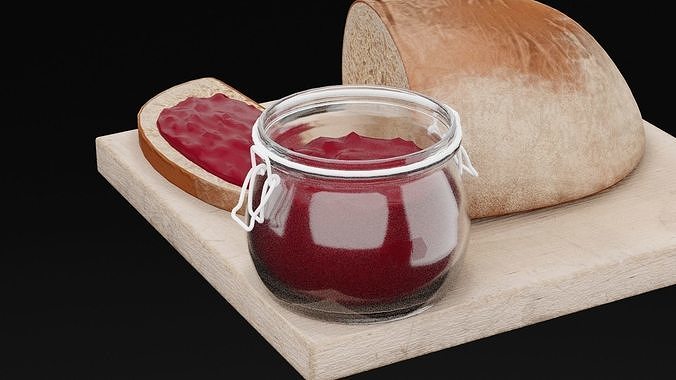 Bread WIth Jam Low-poly 3D model 5