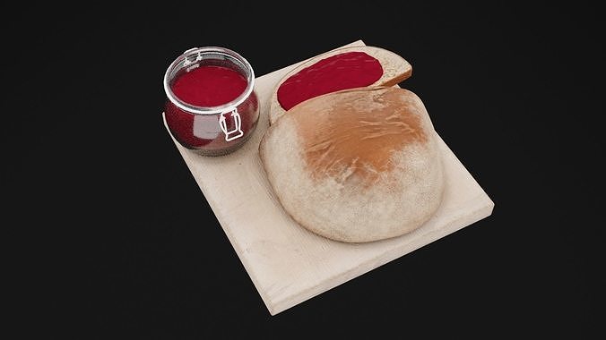Bread WIth Jam Low-poly 3D model 6