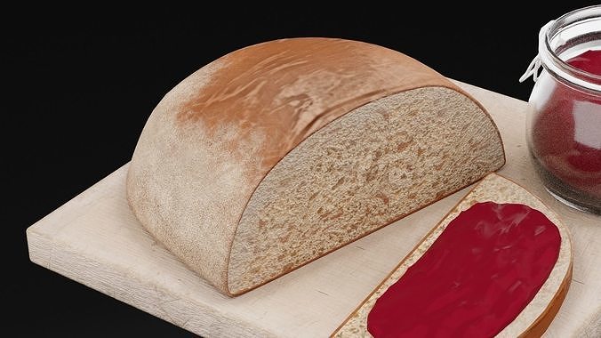 Bread WIth Jam Low-poly 3D model 3