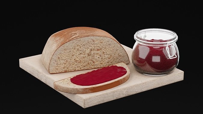 Bread WIth Jam Low-poly 3D model