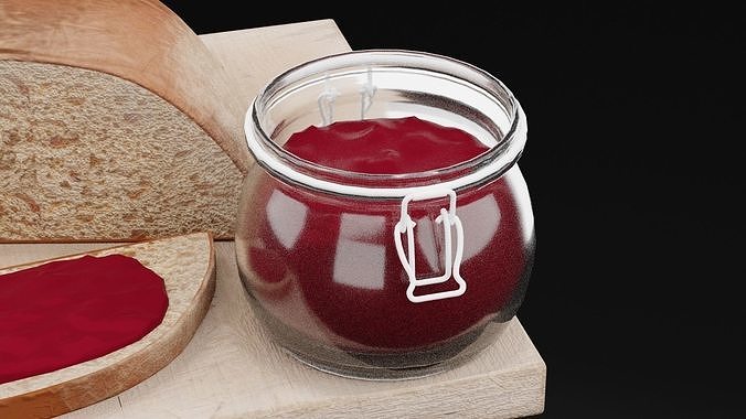 Bread WIth Jam Low-poly 3D model 4