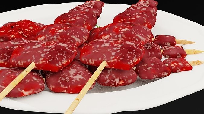 Raw Meat Barbeque Plate Low-poly 3D model 4