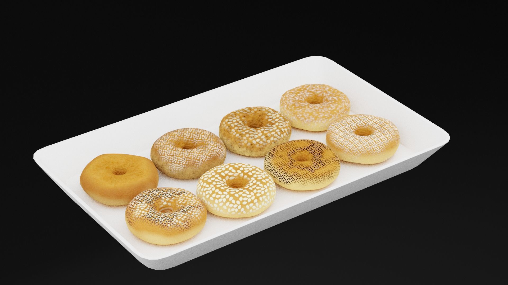 Bagel Tray Low-poly 3D model_1